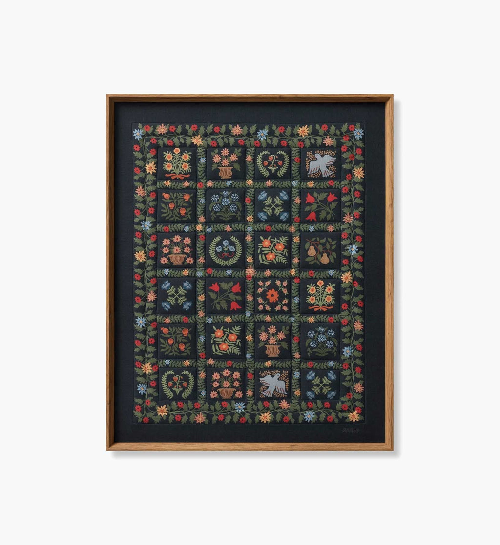 Framed Wall Art - Helena Quilt Navy