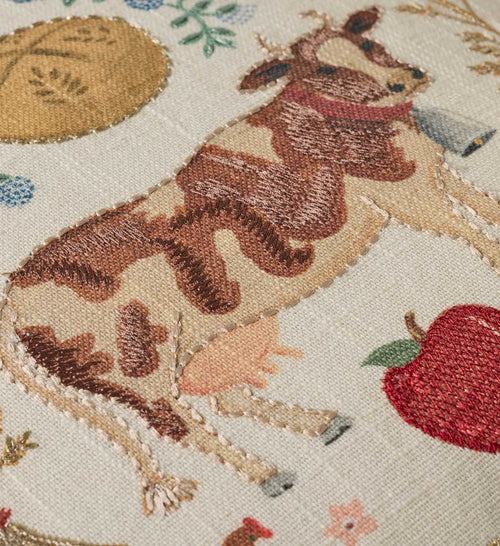 Country Home Embroidered Pillow - Multi
