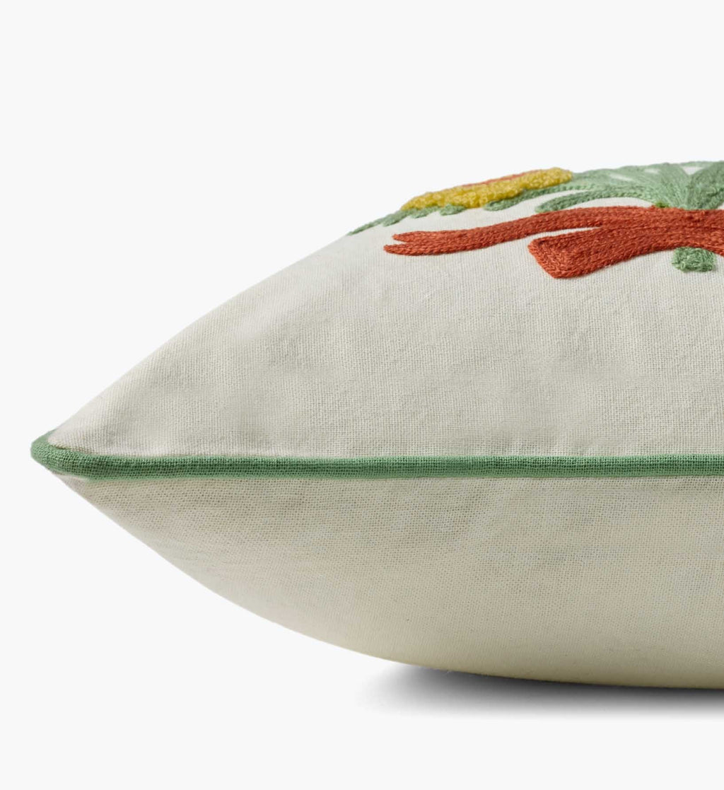 Helena Bouquets Embroidered Lumbar Pillow - Ivory