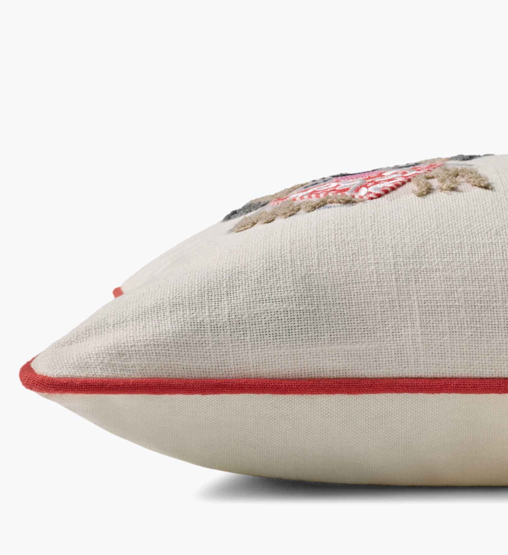 Hot Dogs Embroidered Lumbar Pillow - White