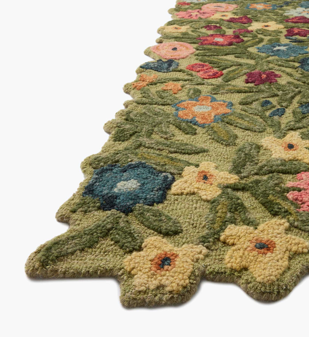 Edith Wool Hooked Rug - Green