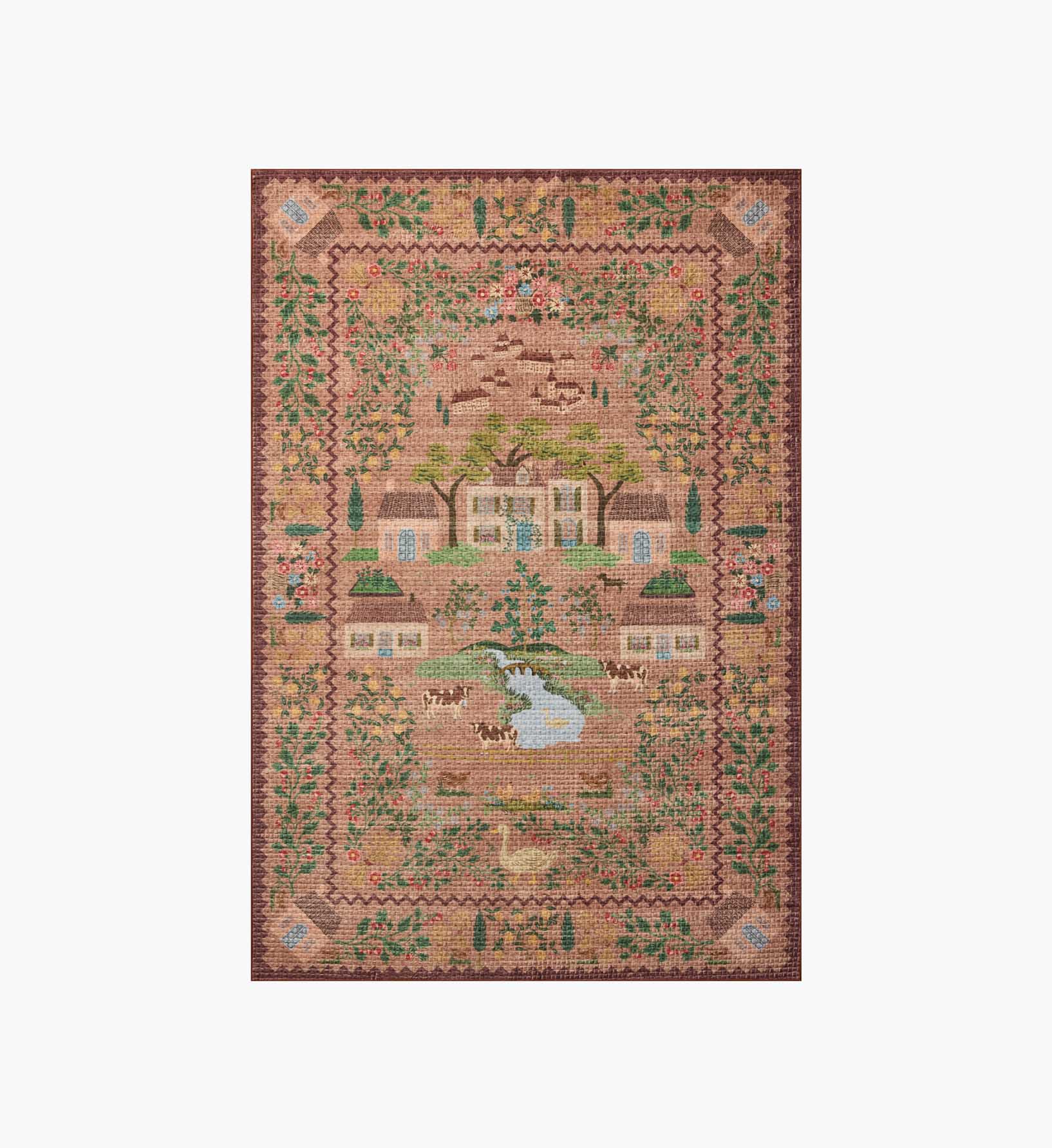 Orchard Country Farm Washable Rug - Mauve